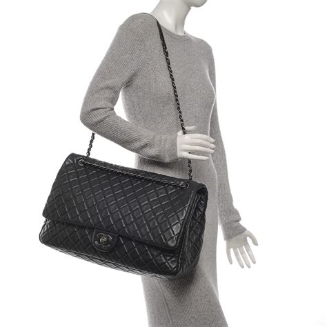 chanel flap bag grained calfskin resin &|Chanel black quilted flap bag.